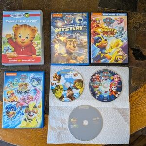 9 Disc Kids's DVD Collection with Daniel Tiger, Paw Patrol, and Shrek